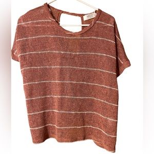 MOD on trend boutique top size small. Pink w/ white stripes. Cropped, open back